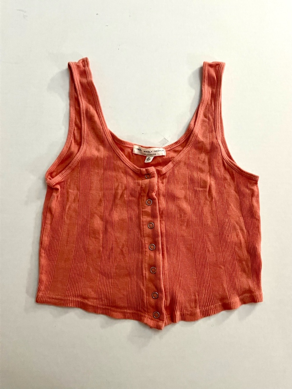 Urban Outfitters Y2K Truly Madly Deeply Ribbed Button Front Henley Tank - NWOT
